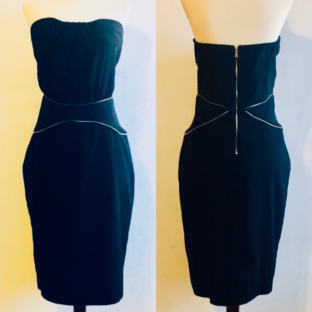 NWT Lia Kes Strapless Tulip Dress w/ Zipper Detail